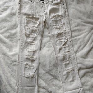 City Streets White Ripped Skinny Jeans